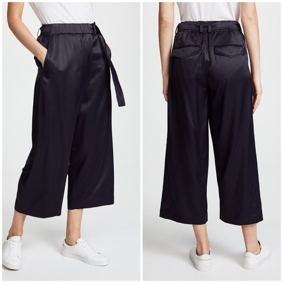 NWT Vince Belted Crossover Culottes Pants Coastal Blue Size L - Picture 1 of 13